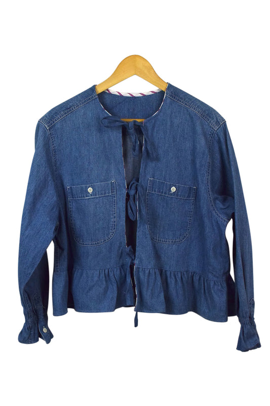 Reworked Tie Up Denim Top
