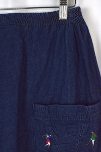 Reworked Golf Print Denim Skirt