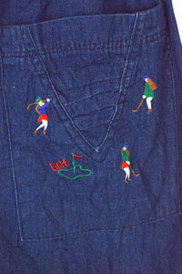 Reworked Golf Print Denim Skirt
