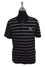 Load image into Gallery viewer, Black Striped Lacoste Brand Polo Shirt
