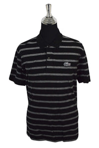 Black Striped Lacoste Brand Polo Shirt
