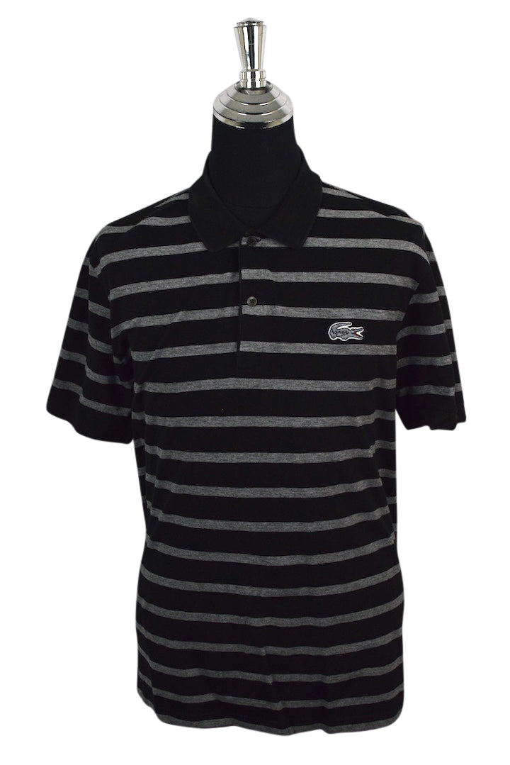 Black Striped Lacoste Brand Polo Shirt