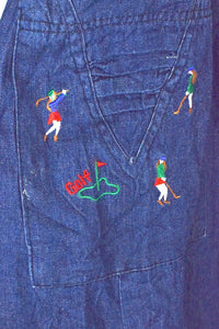 Reworked Golf Print Denim Skirt