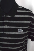Load image into Gallery viewer, Black Striped Lacoste Brand Polo Shirt
