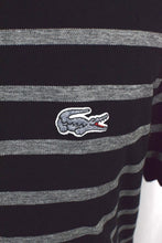 Load image into Gallery viewer, Black Striped Lacoste Brand Polo Shirt
