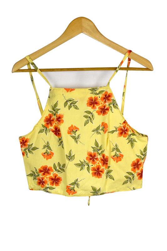 Reworked Yellow Tie Up Top