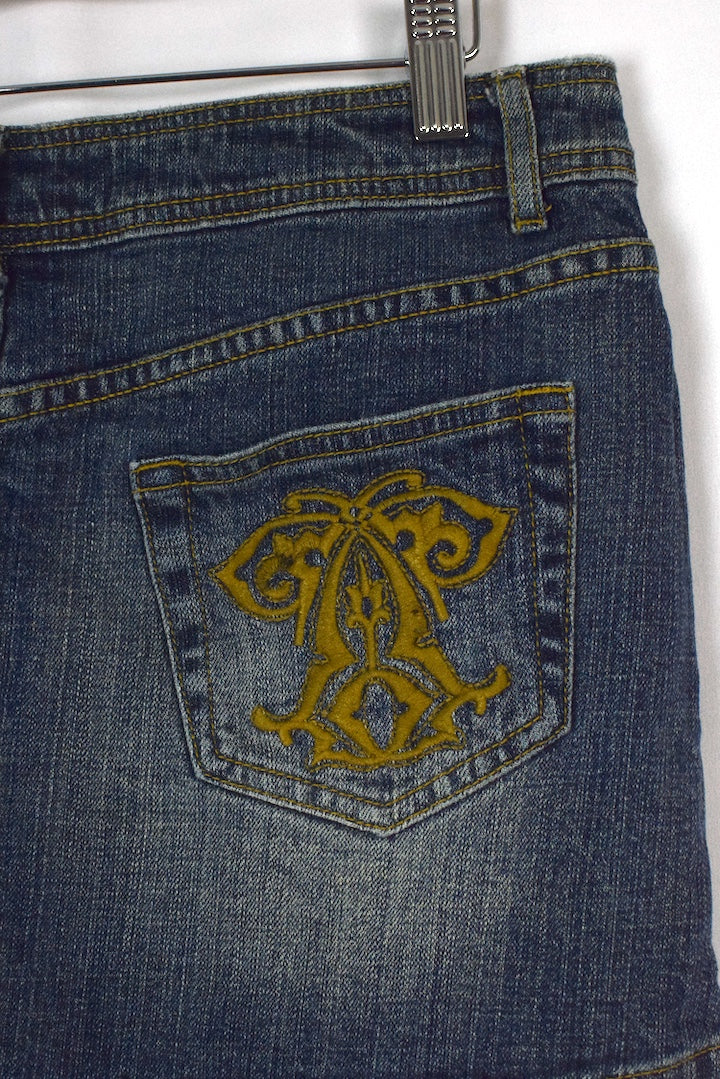 Denim Mini Skirt With Detailing