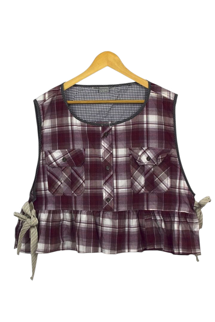 Reworked Checkered Baby Doll Top