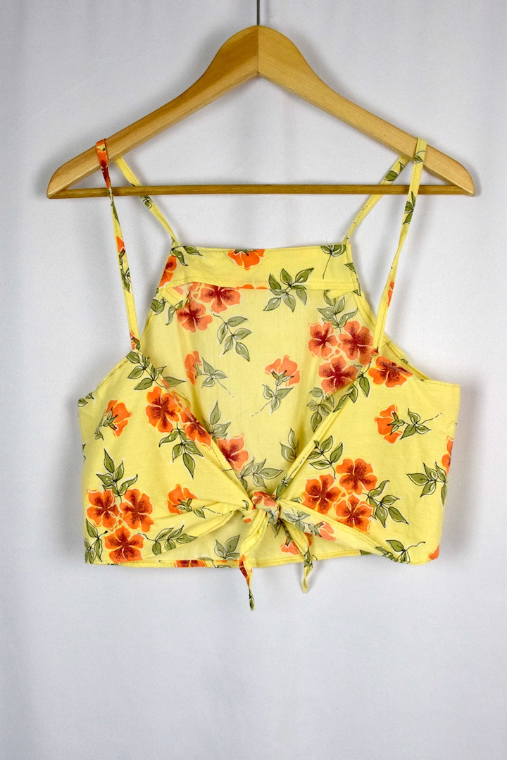 Reworked Yellow Tie Up Top