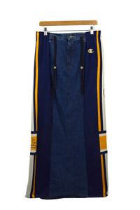 Reworked Champion Track-Denim Skirt