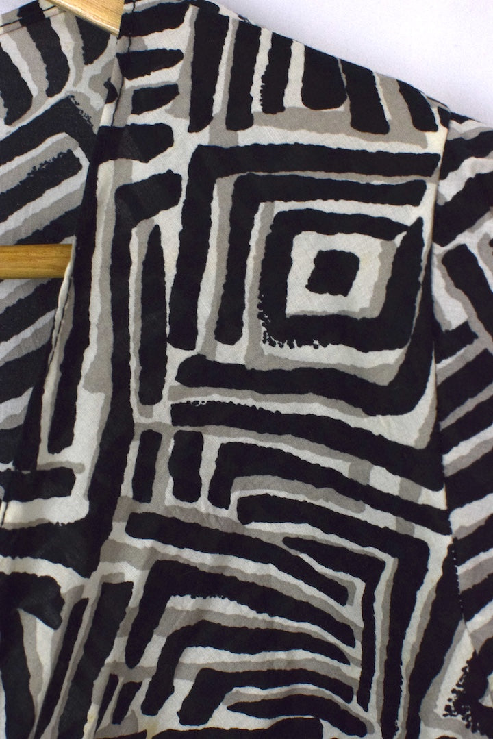 Reworked Abstract Print Tie-Up Top