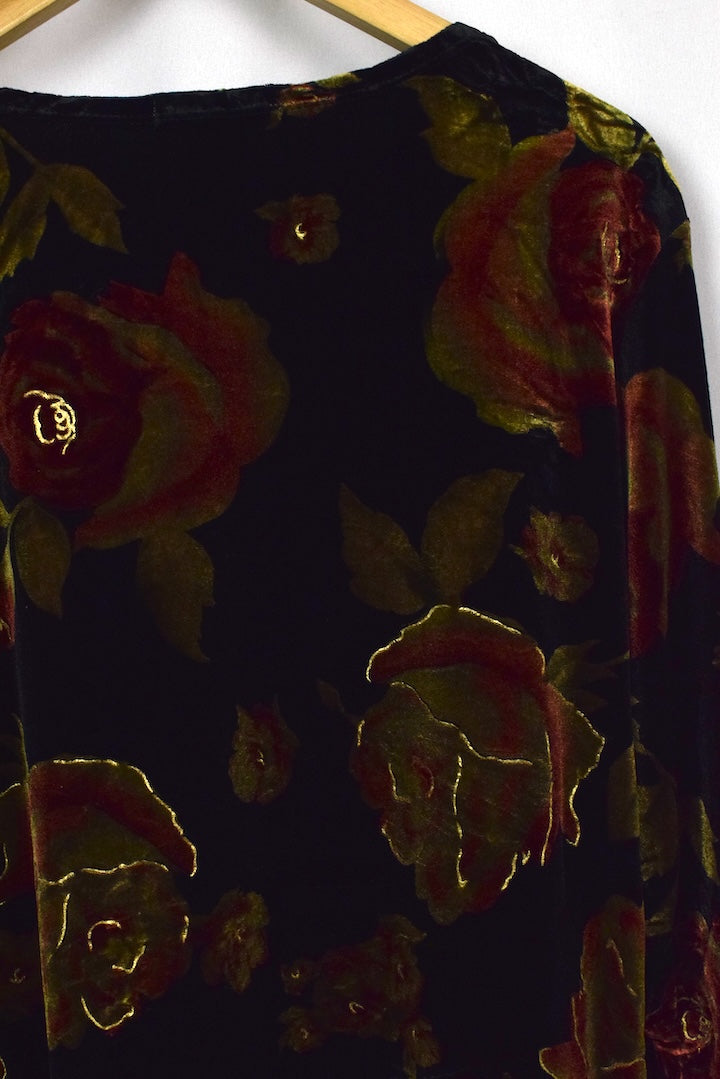 Notations Brand Floral Print Velour Top