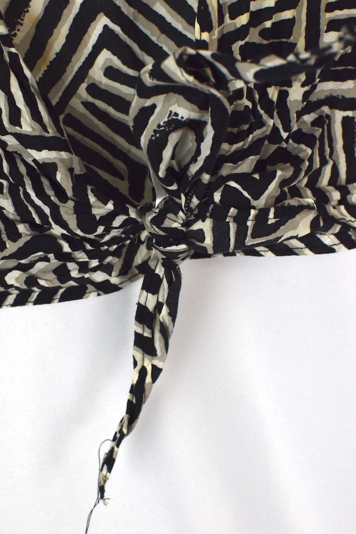 Reworked Abstract Print Tie-Up Top
