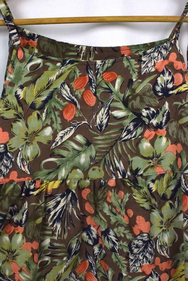 Reworked Floral Leaf Print Babydoll Top