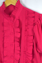 Load image into Gallery viewer, Reworked Pink Ruffled Blouse
