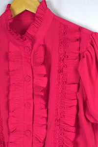 Reworked Pink Ruffled Blouse