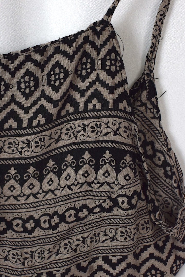 Reworked Abstract Print Tie Up Top