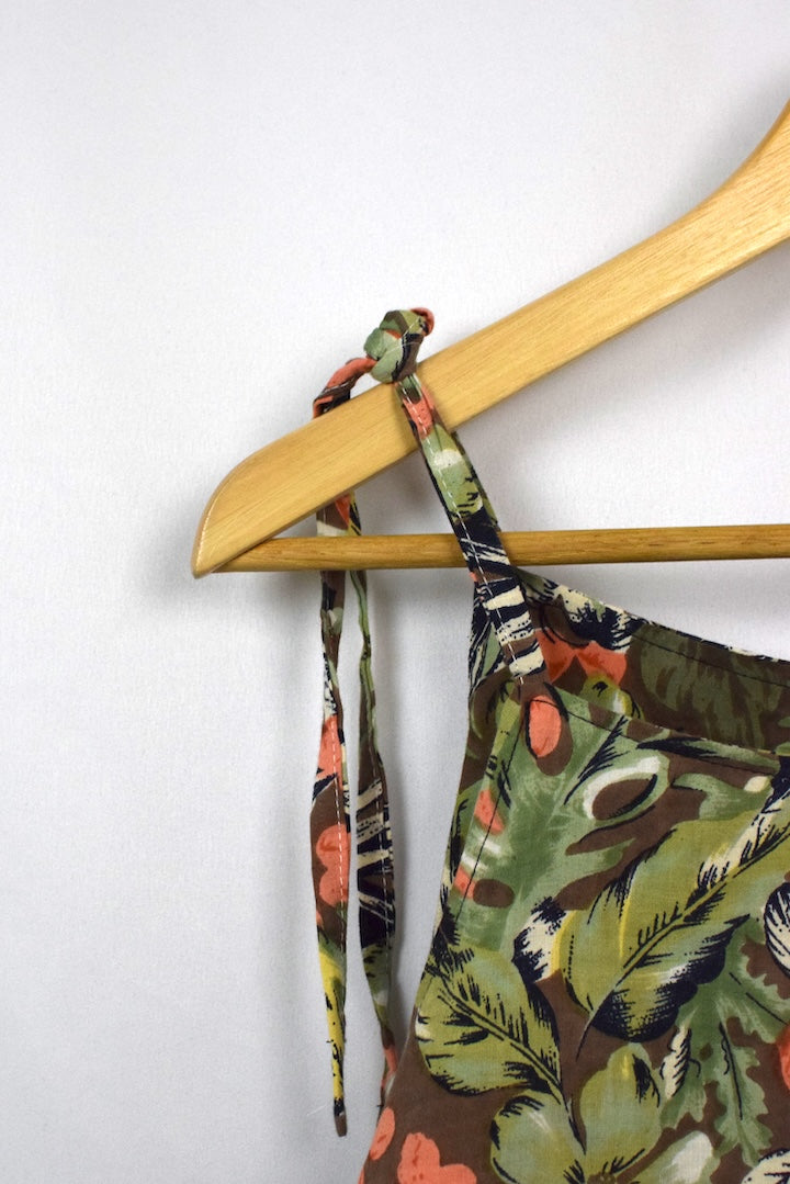 Reworked Floral Leaf Print Babydoll Top