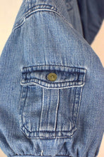 Load image into Gallery viewer, Reworked Denim Tie Up Top
