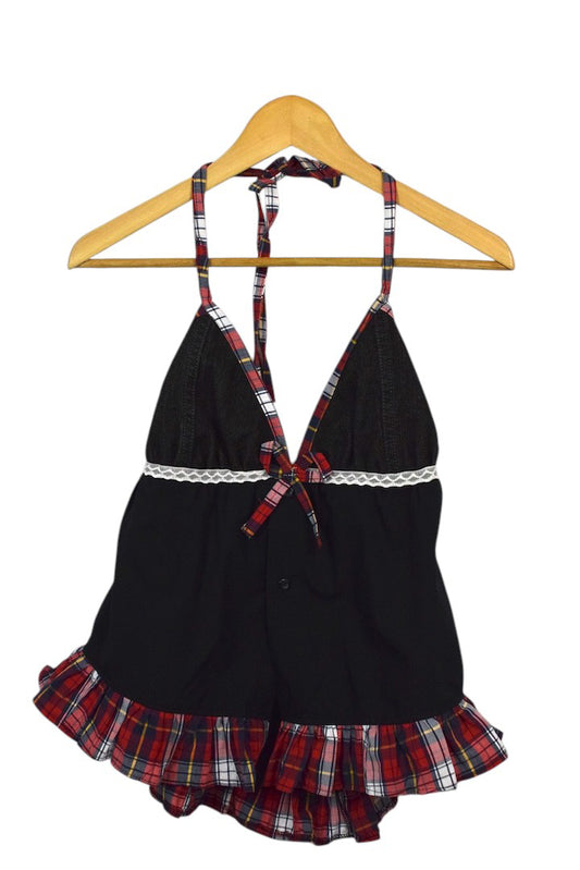 Reworked Halterneck Babydoll Top