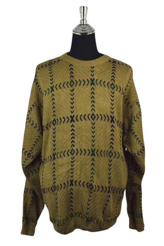 Checkered Arrow Pattern Knitted Jumper