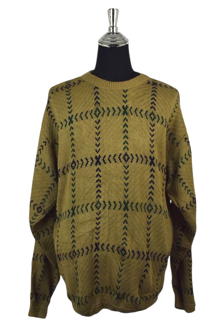 Checkered Arrow Pattern Knitted Jumper