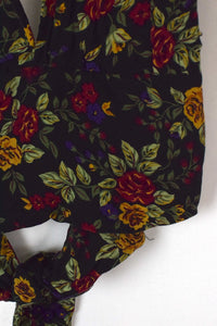 Reworked Floral Print Tie Up Top