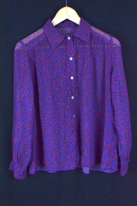 Reworked Sheer Floral Print Blouse