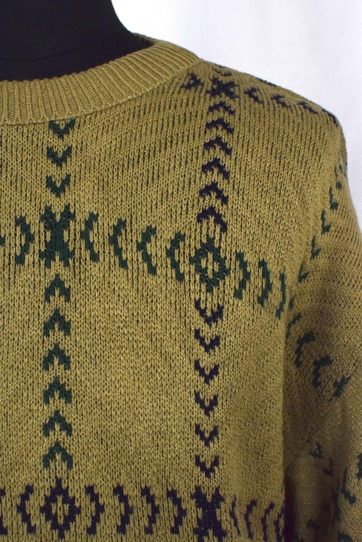 Checkered Arrow Pattern Knitted Jumper