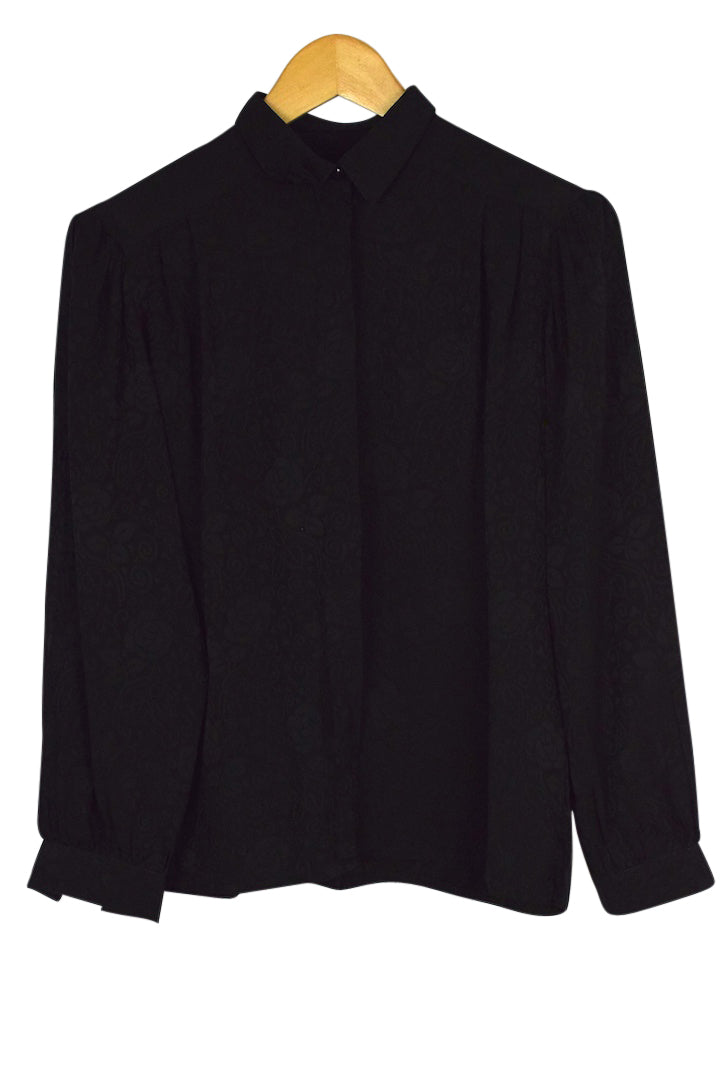 Reworked Black Floral Print Blouse