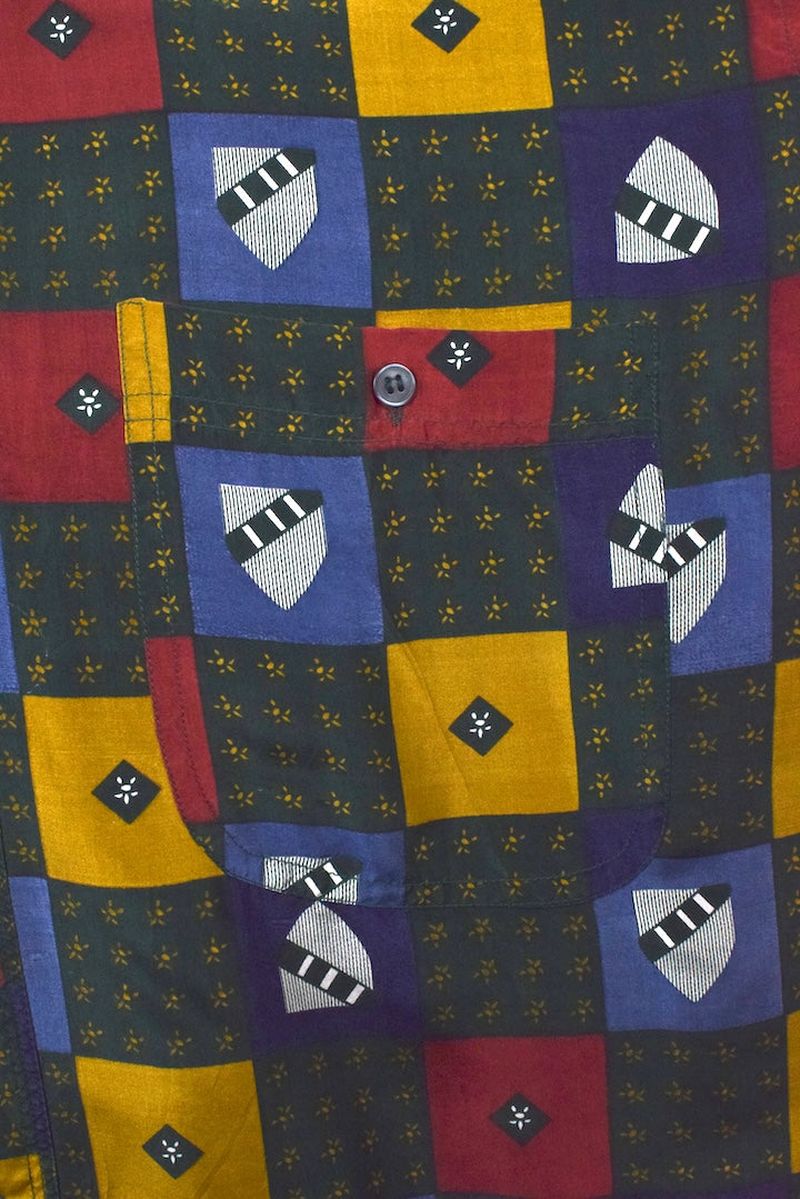 Abstract Print Silk Shirt
