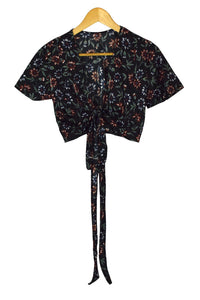 Reworked Floral Print Tie Up Top