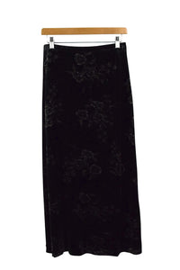Velvet Floral Print Skirt