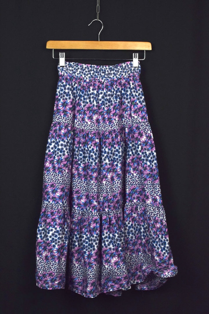 Striped Floral Print Skirt