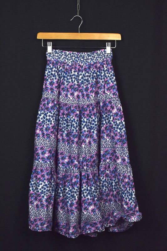 Striped Floral Print Skirt
