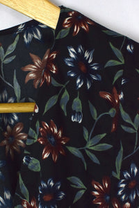 Reworked Floral Print Tie Up Top