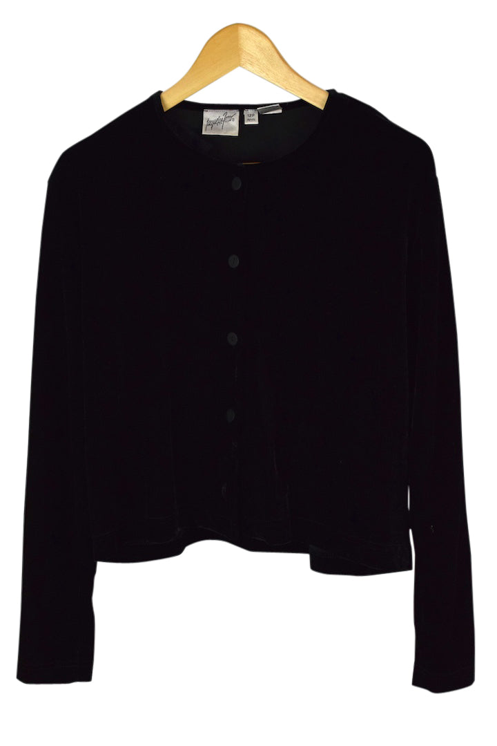Black Cropped Velvet Top