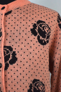 Rose Pattern Knitted Cardigan