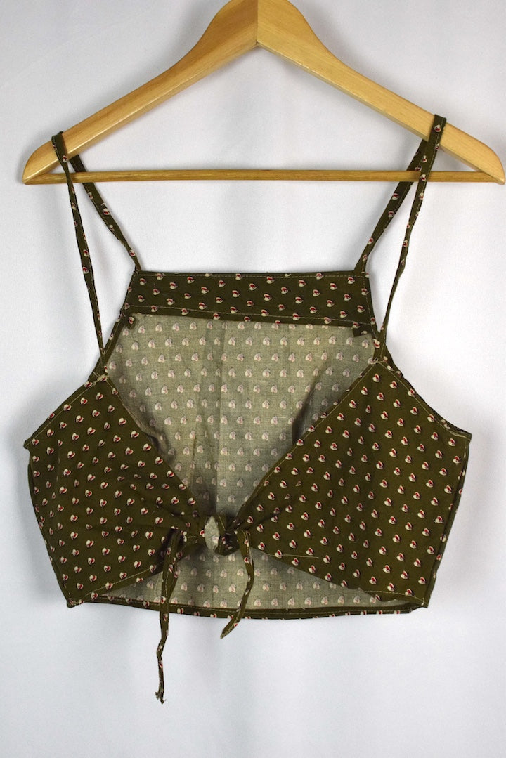 Reworked Heart Print Tie Up Top