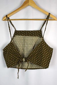 Reworked Heart Print Tie Up Top