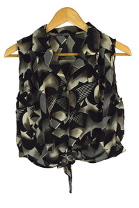 Black and White Reworked Tie Up Top
