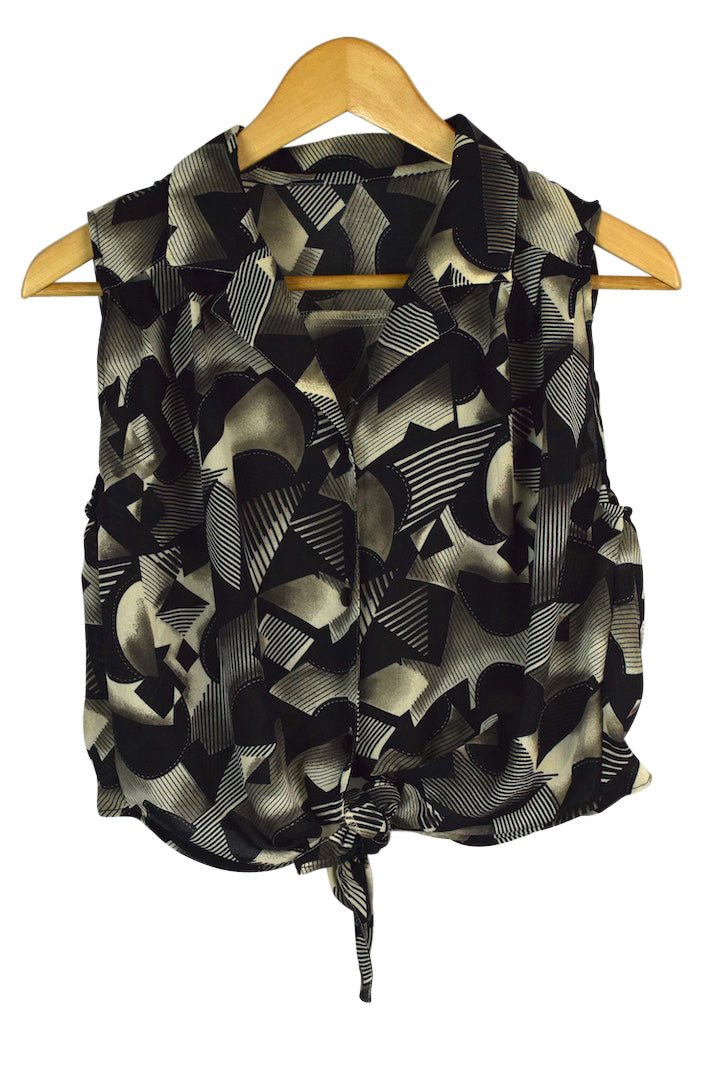 Black and White Reworked Tie Up Top