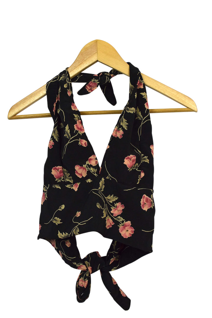 Reworked Floral Print Tie Up Top