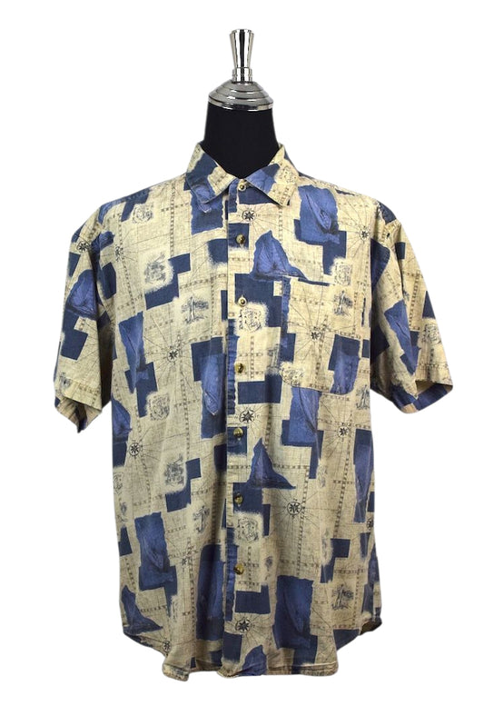 Beige Nautical Print Shirt