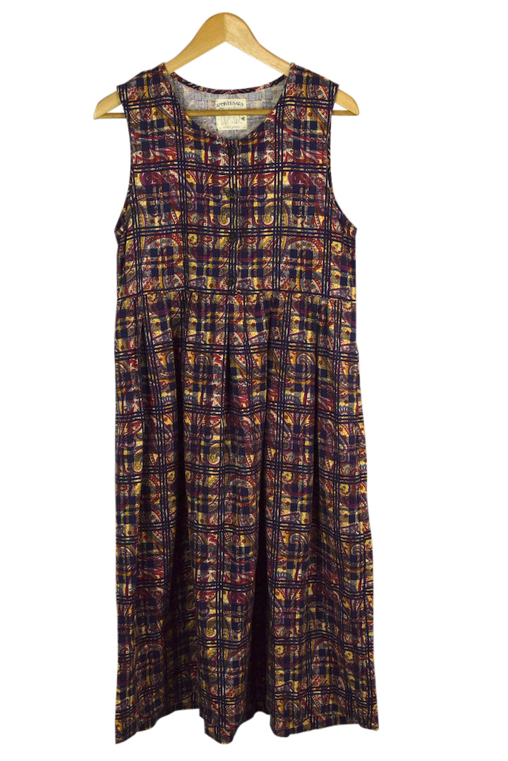 Checkered Paisley Print Dress