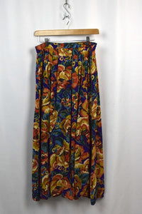 90s Blue Floral Print Skirt