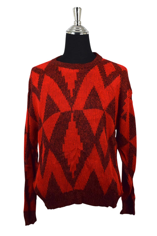 80s/90s Red Abstract Knitted Jumper