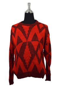 80s/90s Red Abstract Knitted Jumper