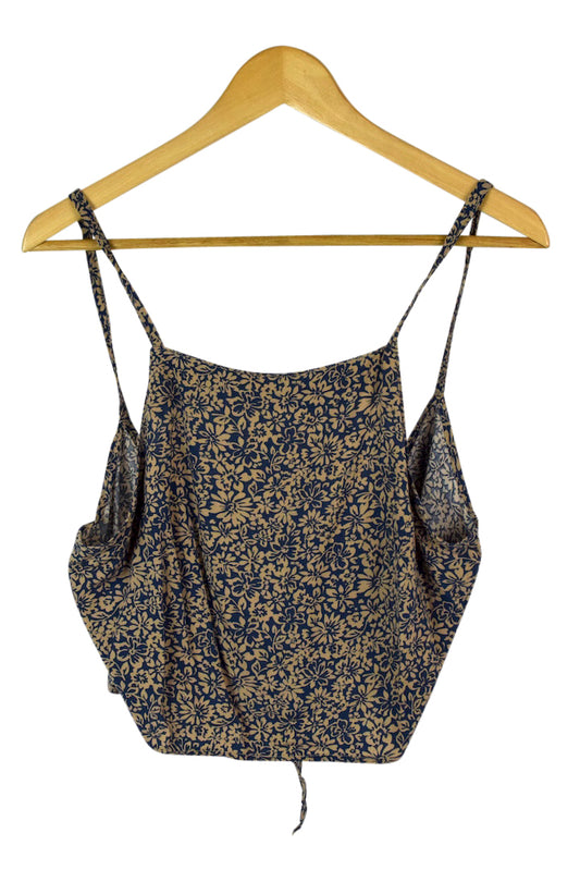 Reworked Floral Print Tie Up Top