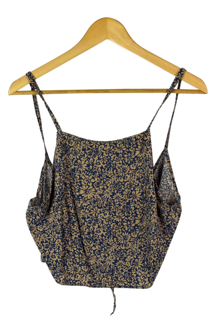 Reworked Floral Print Tie Up Top